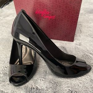 Open-toe Patton leather heels